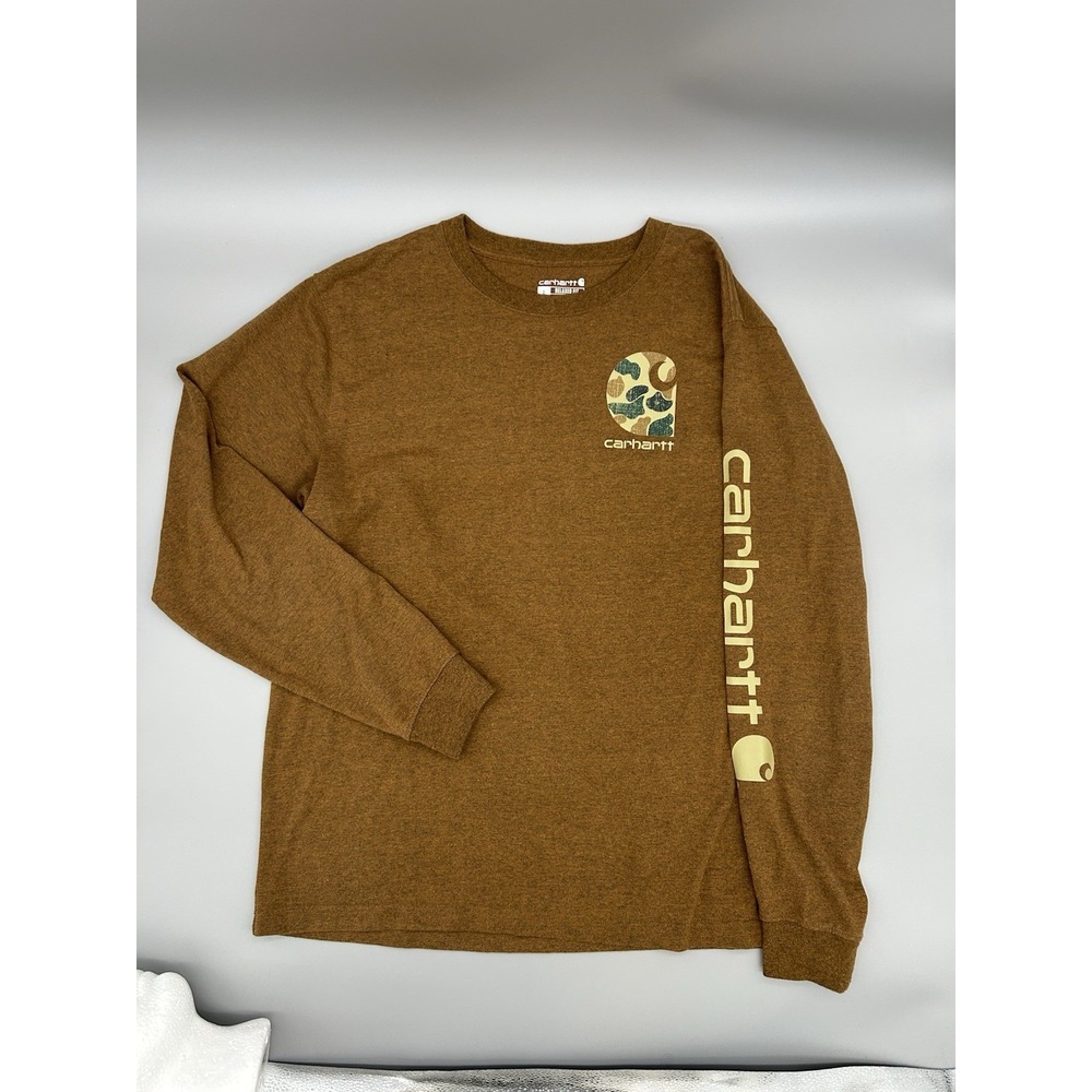 Men's Carhartt Loose fit Heavyweight Long Sleeve T Brown Large